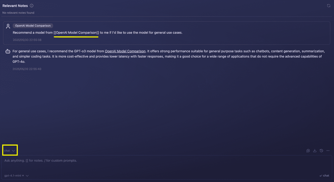 Chat Mode Copilot For Obsidian