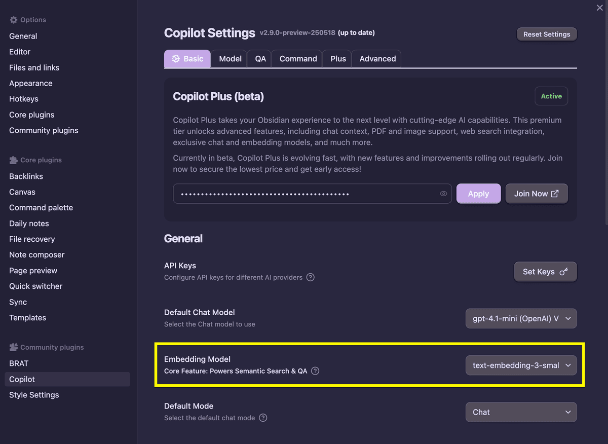 Copilot Settings | Copilot for Obsidian