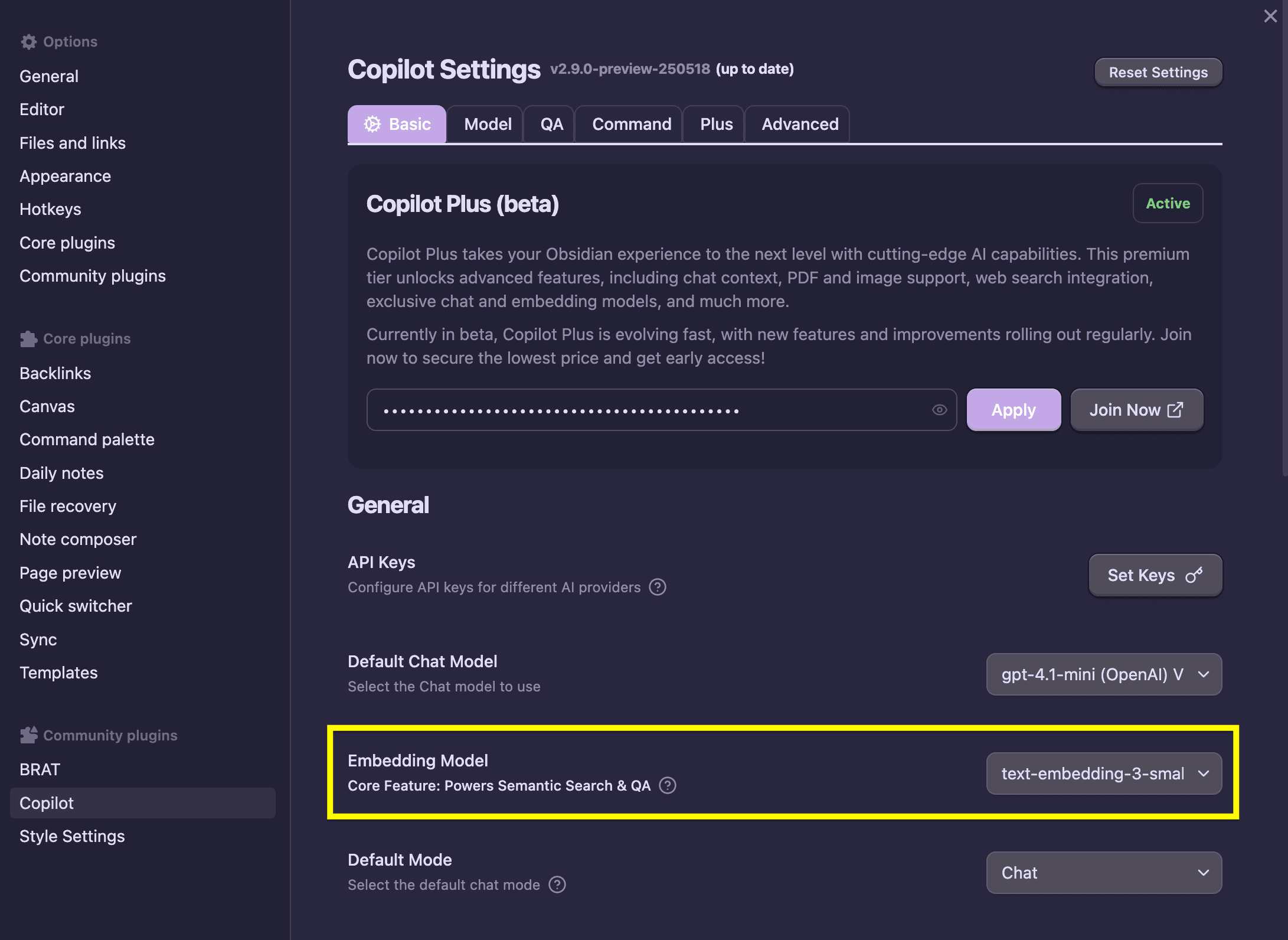 Embedding Model Setting