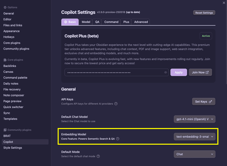 Copilot Settings Copilot For Obsidian