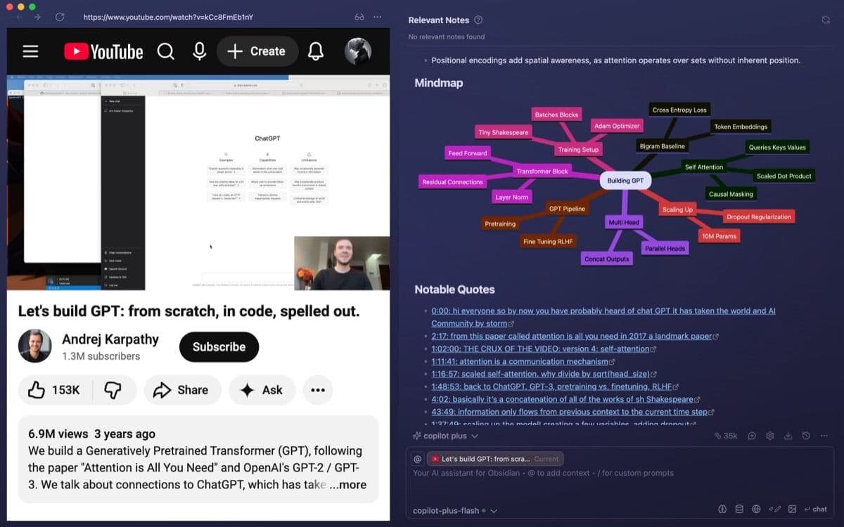 Copilot inline commands and right-click menu in Obsidian